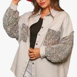 Sequin Sleeve Casual Jacket